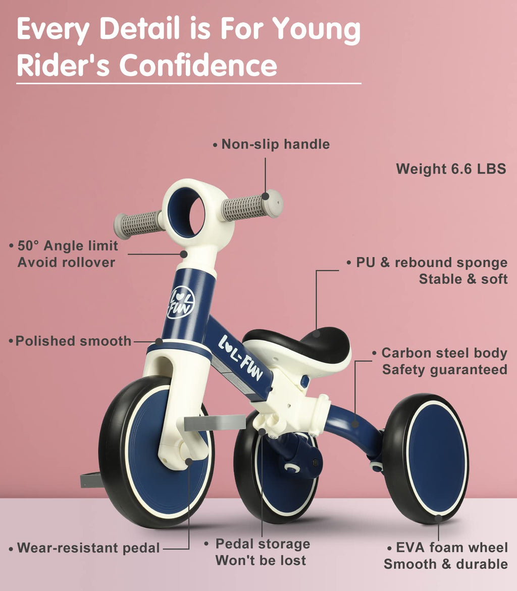 Bicicleta de Equilibrio 4 en 1 para Niños de 1-2 Años | Importado ( Envío 15 Días)